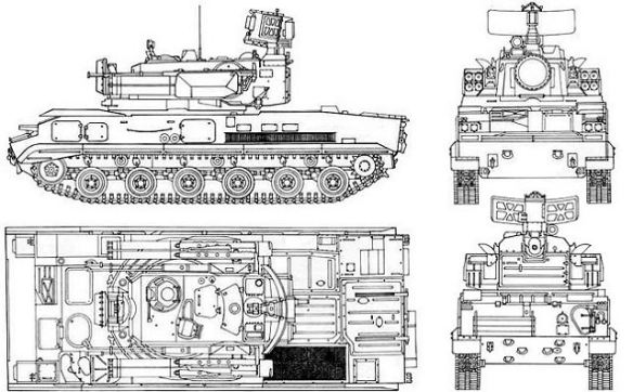 2S6M_Tunguska_9K22M_tracked_self-propelled_air_defence_cannon_missile_system_Russia_Russian_army_line_drawing_blueprint_001