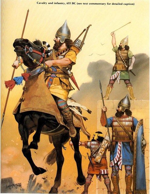The Assyrians cavalry and infantry 655 BC