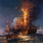Burning of the Frigate Philadelphia in the Harbor of Tripoli.