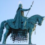 Budapest equestrian statue St Stephen near Matthias church