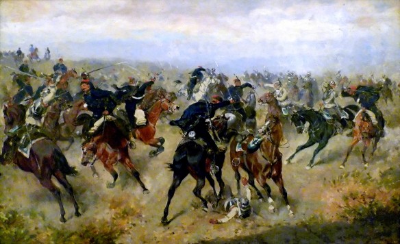 Gefecht_zwischen_k.k._Husaren_und_preußischen_Kürassieren_in_der_Schlacht_von_Königgrätz_(A._Bensa_1866)