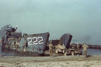 lct-222_on_beach_with_jeep_1943