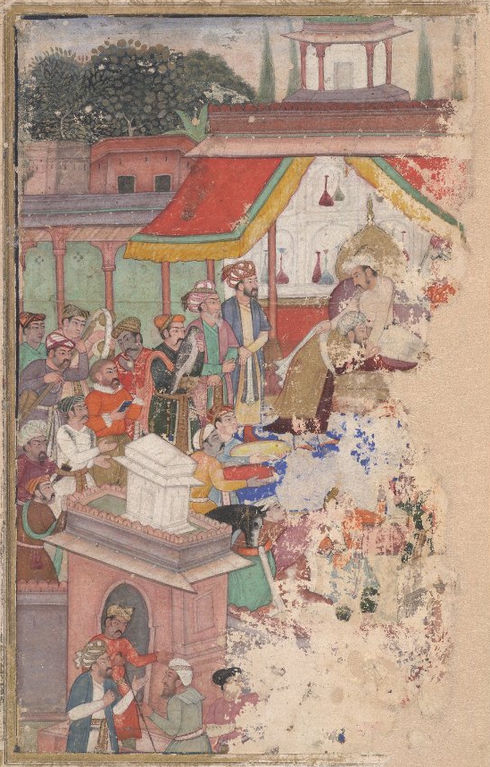 Jahangir_investing_a_courtier_with_a_robe_of_honour_watched_by_Sir_Thomas_Roe,_English_ambassador_to_the_court_of_Jahangir_at_Agra_from_1615-18,_and_others