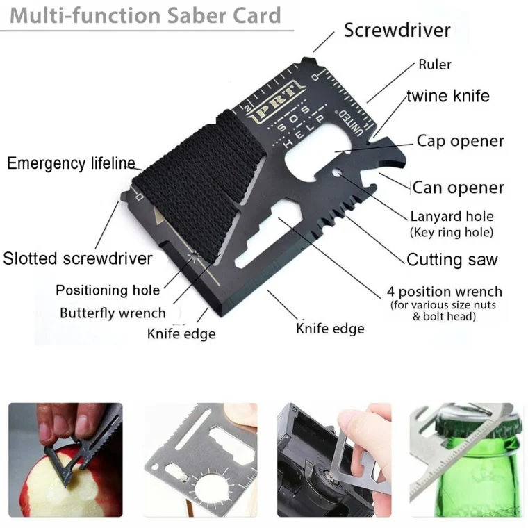 14 piece survival gear kit multi function saber card