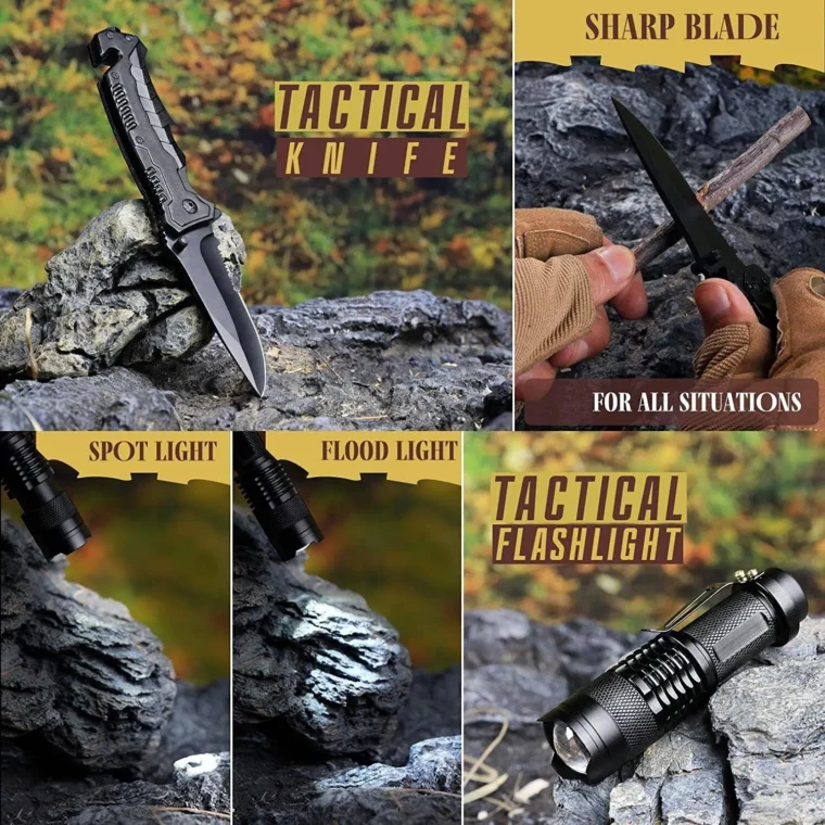 14 piece survival gear kit multi function tactical knife