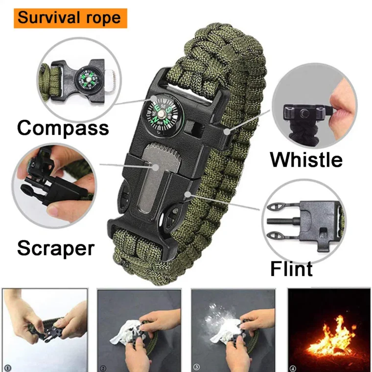 14 piece survival gear kit survival bracelet