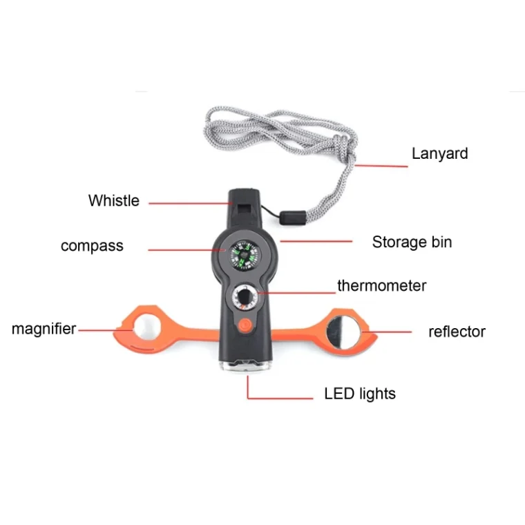 Multi function Military Survival Whistle functions