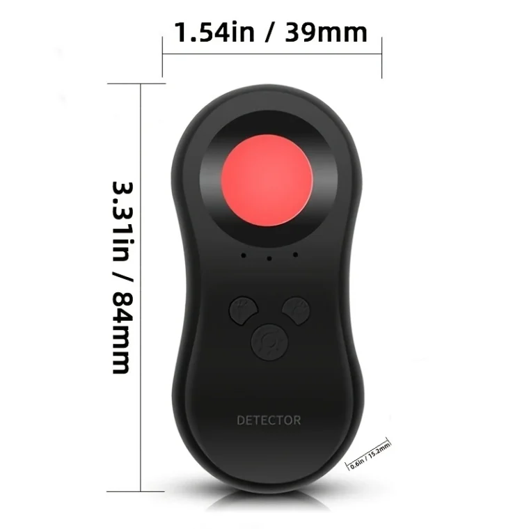Rechargeable Pocket Sized Hidden Camera Detector with Infrared Viewfinders dimensions